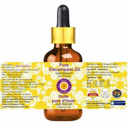 Deve Herbes Elecampane Oil (Inula helenium) – 2ml, Glass Dropper | Cold-Pressed