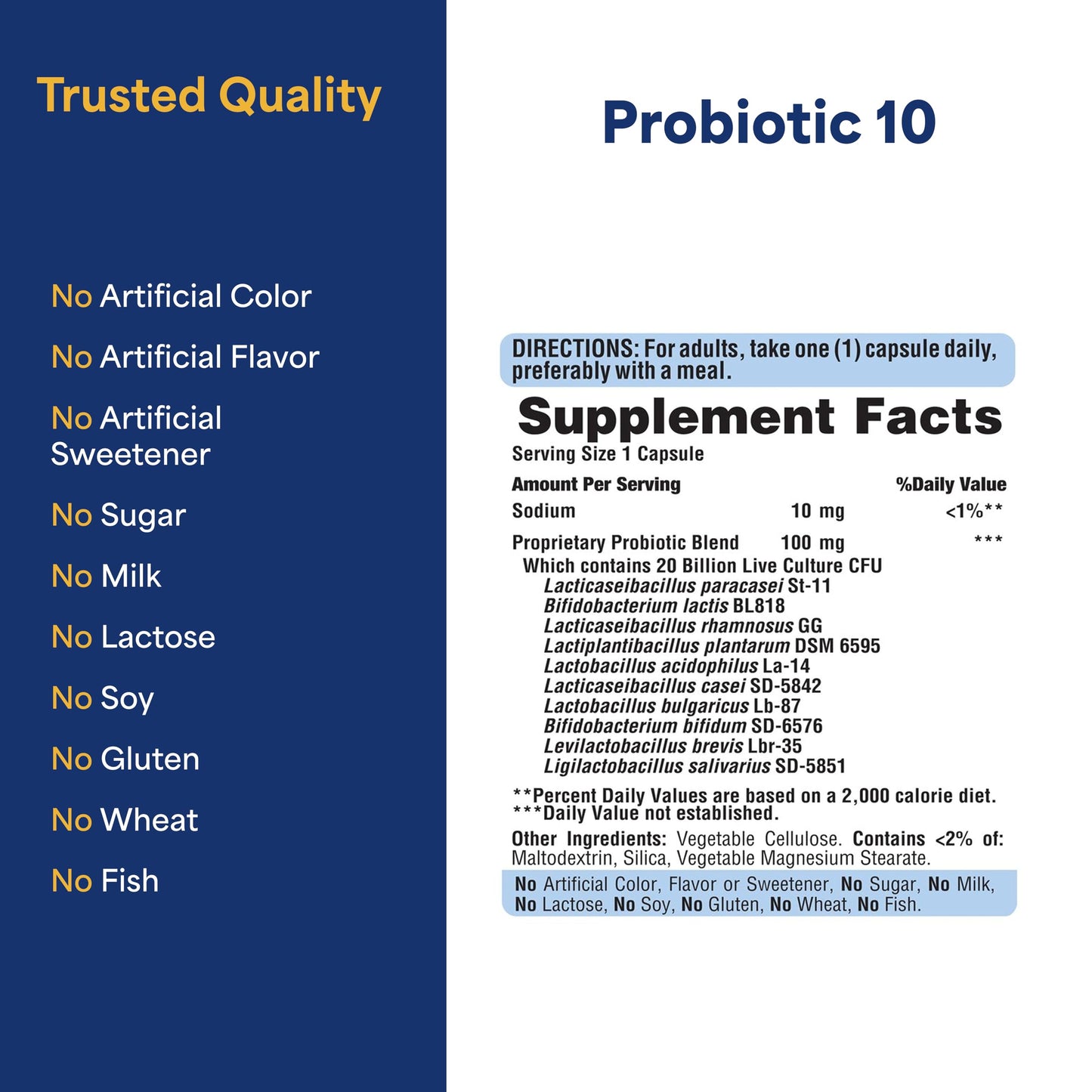 Puritan's Pride Probiotic 10 with Vitamin D for Immune System Health - 60 Count, White Bottle
