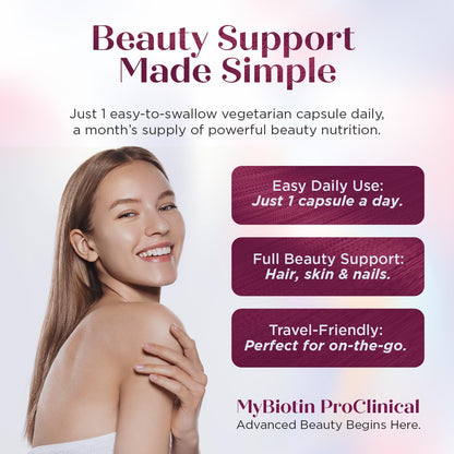 Purity Products MyBiotin ProClinical – Thicker Hair in Weeks, Smoother Skin | 90 Veg Capsules