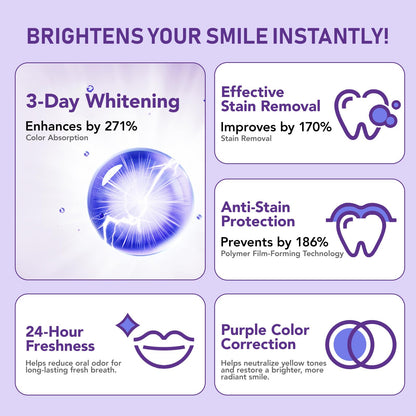 Purple Teeth Whitening Powder 30g - Removes Stains & Mint Fresh Breath