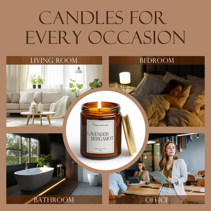 Putart Lavender & Bergamot Soy Candles - 9oz, Non-Toxic, Home Fragrance Gift