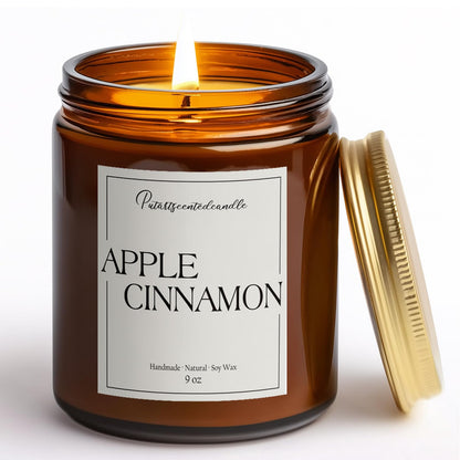 Putart Cinnamon Apple Scented Soy Candle, 9oz – Aromatherapy Jar for Stress Relief