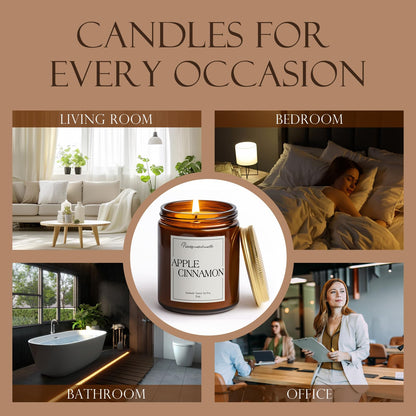 Putart Cinnamon Apple Scented Soy Candle, 9oz – Aromatherapy Jar for Stress Relief