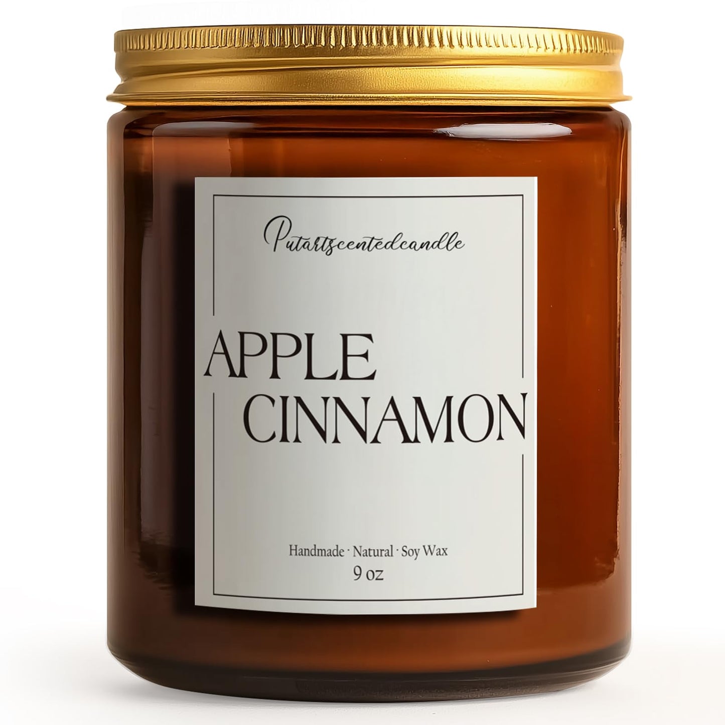 Putart Cinnamon Apple Scented Soy Candle, 9oz – Aromatherapy Jar for Stress Relief