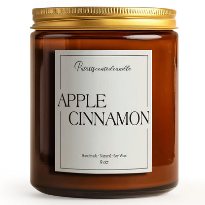 Putart Cinnamon Apple Scented Soy Candle, 9oz – Aromatherapy Jar for Stress Relief
