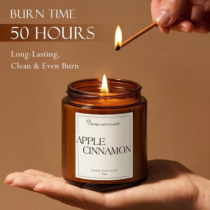 Putart Cinnamon Apple Scented Soy Candle, 9oz – Aromatherapy Jar for Stress Relief
