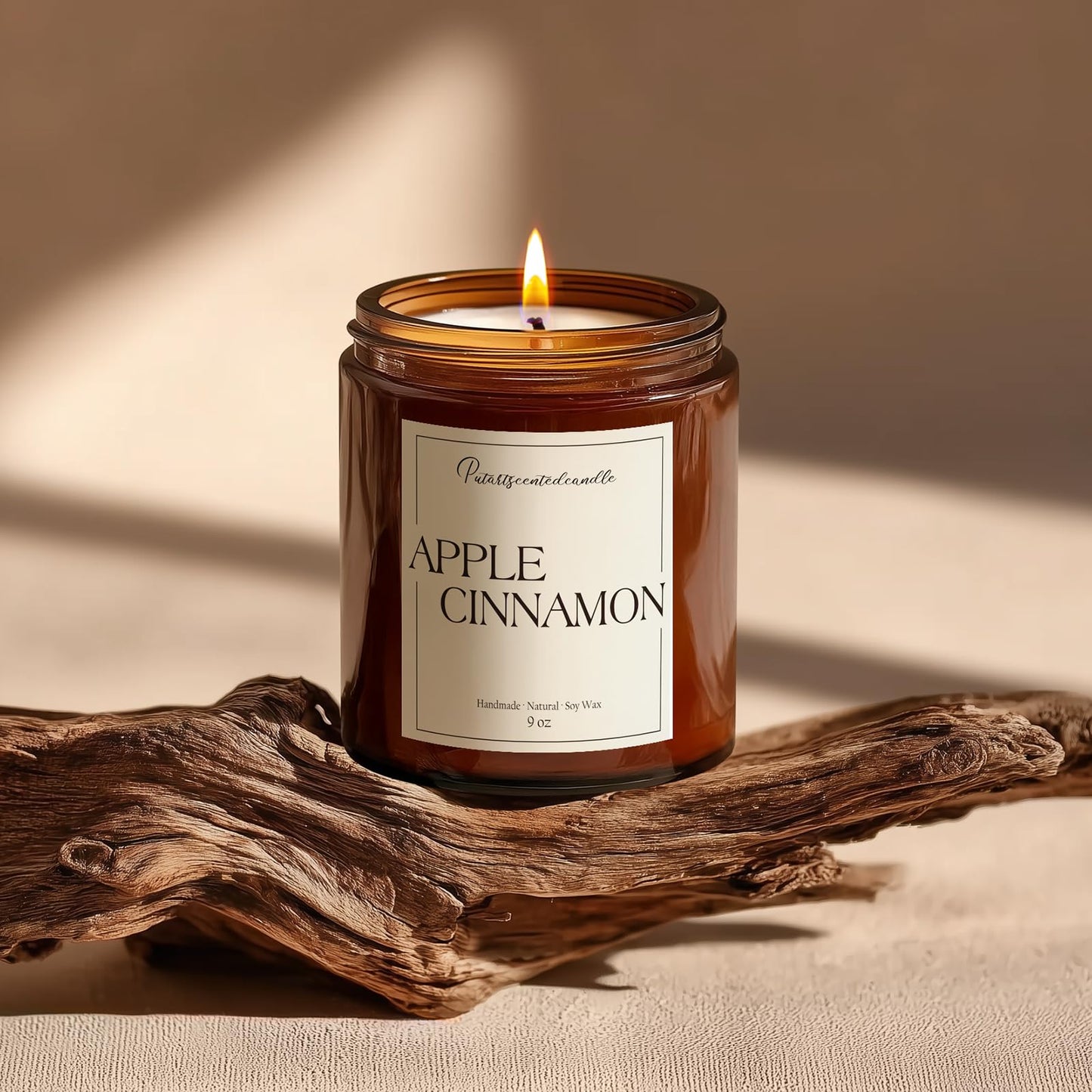 Putart Cinnamon Apple Scented Soy Candle, 9oz – Aromatherapy Jar for Stress Relief