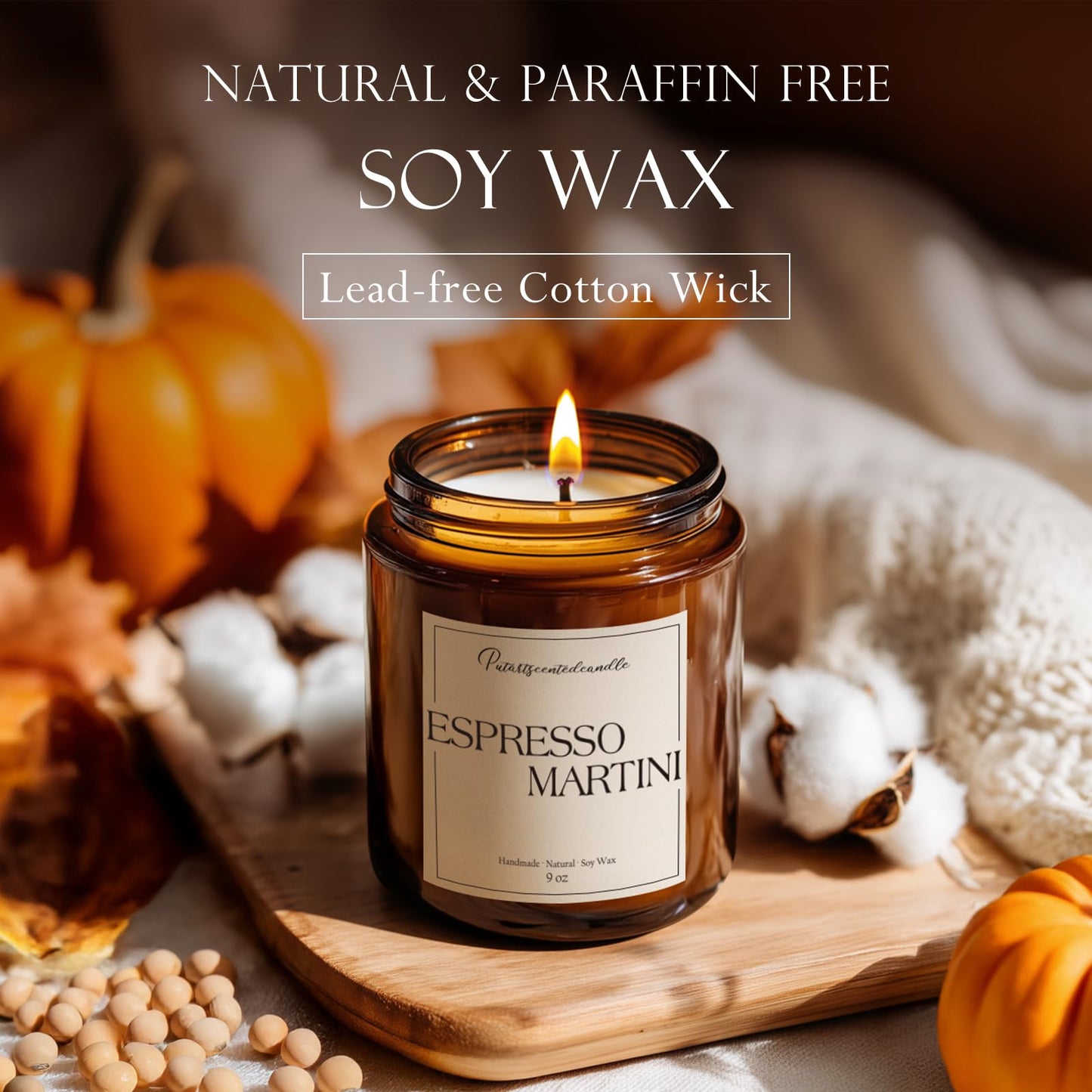 Putart Espresso Martini Soy Candle – 9oz Aromatherapy Coffee Scented Candle for Stress Relief & Meditation