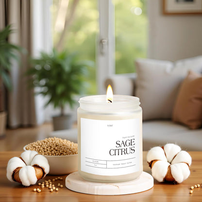 Putart Sage Citrus Soy Candle – 9oz, Non-Toxic, Long-Lasting Aroma, Luxury Gift Jar