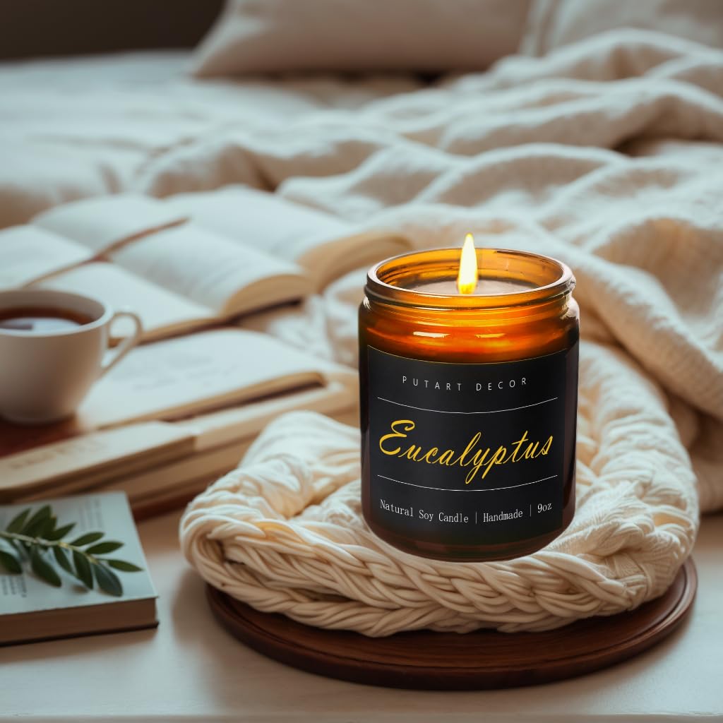 Putart Eucalyptus Mint Soy Candle – Natural, Non-Toxic, Long-Lasting 9oz