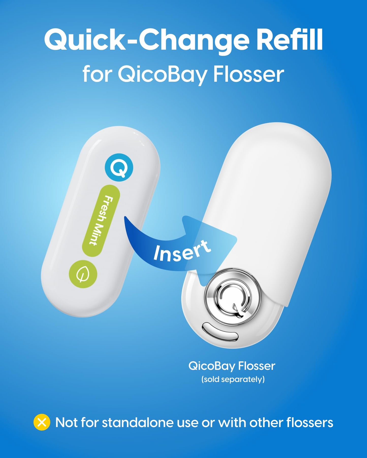 QicoBay Refill Floss Capsule for C1S Flosser – Fresh Mint, 3-Pack, 90 Uses