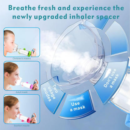 Quanler Nessi OTC Spacer (Adult-Blue) – Soft Silicone Inhaler Spacer for Adults & Kids