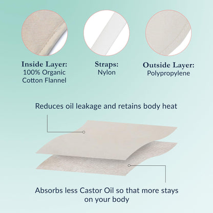 QUEEN OF THE THRONES Castor Oil Pack for Neck – Reusable, Organic Cotton Flannel, Castor Oil Included