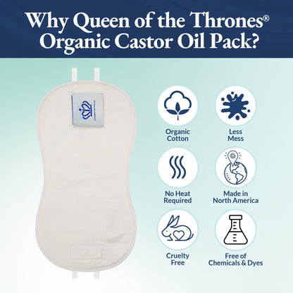 Queen of the Thrones Castor Oil Pack for Kids – Heatless & Reusable, 3.38 oz Organic Castor Oil Included