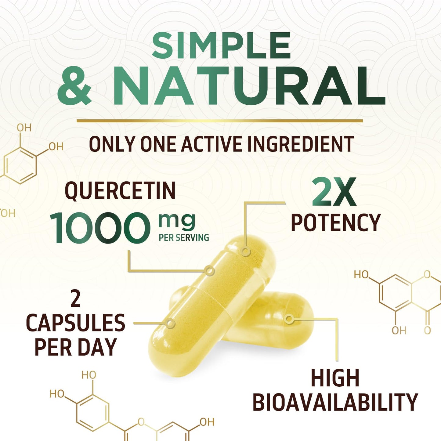 Quercetin Supplement 1000mg - Extra Strength Plant-Based Bioflavonoids for Immune & Respiratory Support