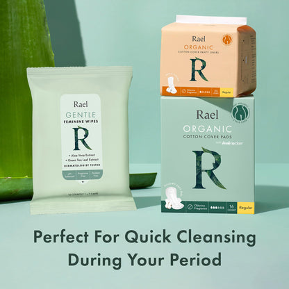 Rael Feminine Wipes – Flushable, Travel-Size, Hypoallergenic, All Skin Types (3 x 10 Count)