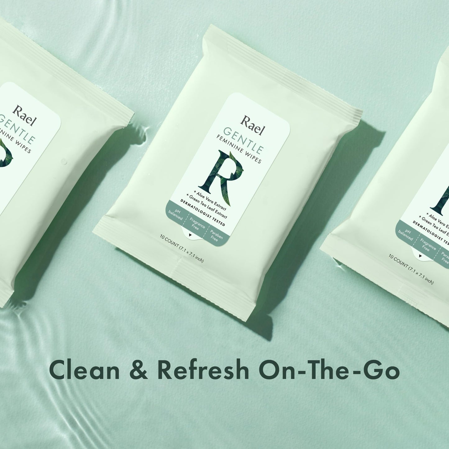 Rael Feminine Wipes – Flushable, pH-Balanced Travel Size (10 Wipes x 2)