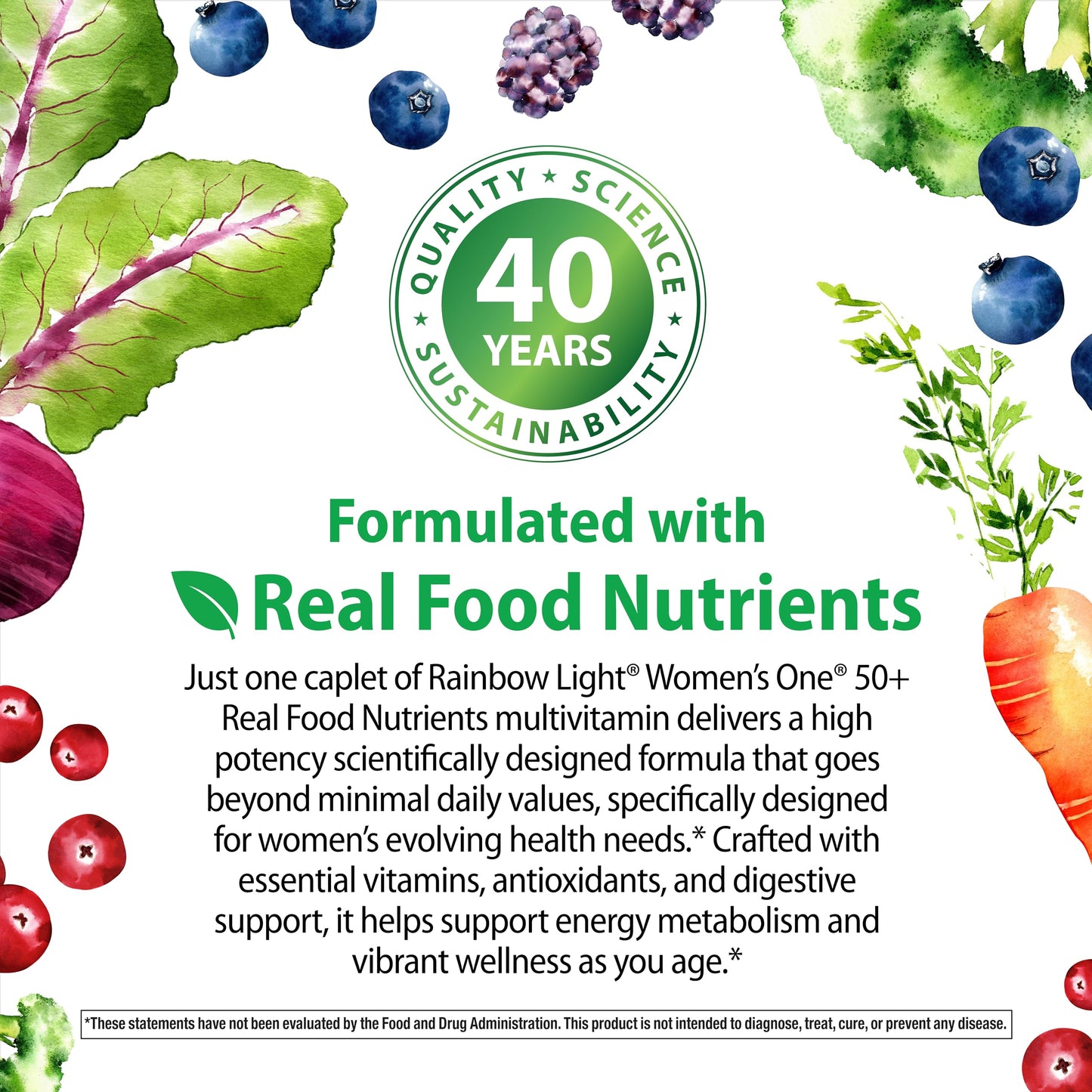 Rainbow Light Women 50+ Multivitamin – High Potency Immune Support, Non-GMO, Vegetarian, 150 Tablets
