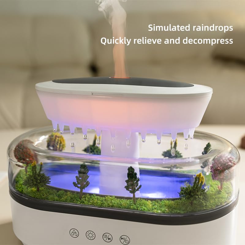 Raindrop Essential Oil Diffuser with White Noise – 7 LED Colors, 250ml