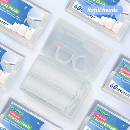 RAZOKO Disposable Snap-On Flosser Refill Heads – 180 Count | Fits RAZOKO Dental Floss Handle