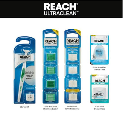 REACH Cool Mint Dental Floss – Fresh Mint, PFAS Free, 6 Pack, 55 yd