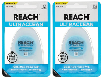 REACH Listerine Ultraclean Dental Floss - Pack of 2 | Mint, Gentle on Gums