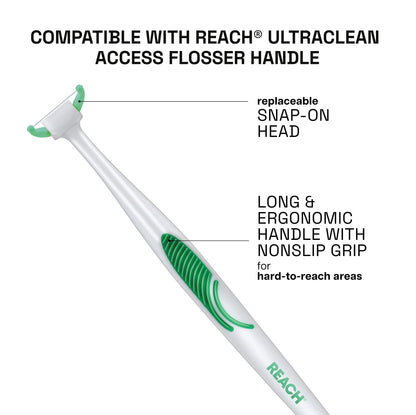 REACH Ultraclean Access Flosser Refill Heads – Unflavored, PFAS-Free, 28-Count, 6-Pack
