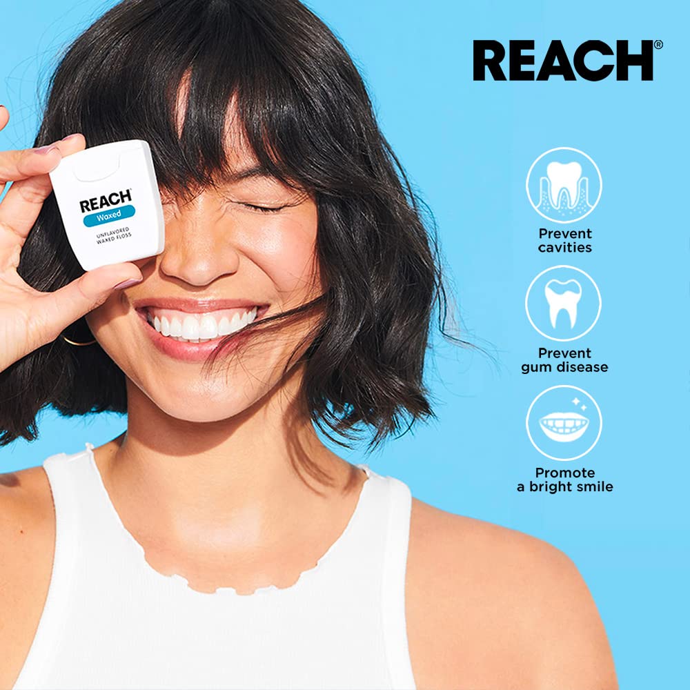 Reach Waxed Dental Floss – Cleanburst Cinnamon, 55 Yards (Pack of 4)