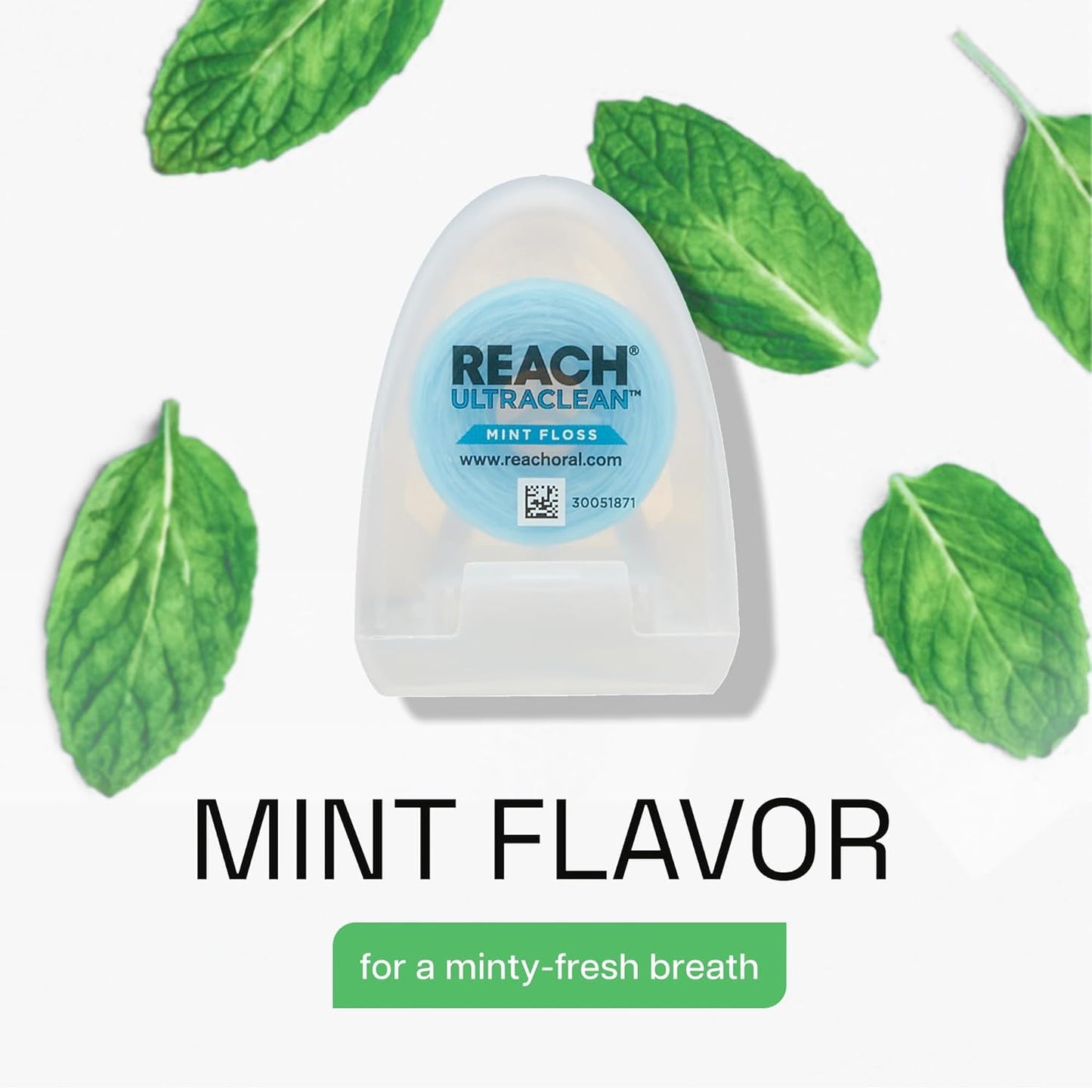 REACH Ultraclean Dental Floss Mint 30 Yards (Pack of 3) - Mint Floss with Micro-Grooves