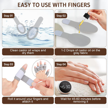 12Pcs Castor Oil Pack Wrap Kit for Fingers & Hands | Organic Cotton