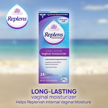 Replens Vaginal Moisturizer with Reusable Applicator – Long-Lasting Hydration, 14 Count