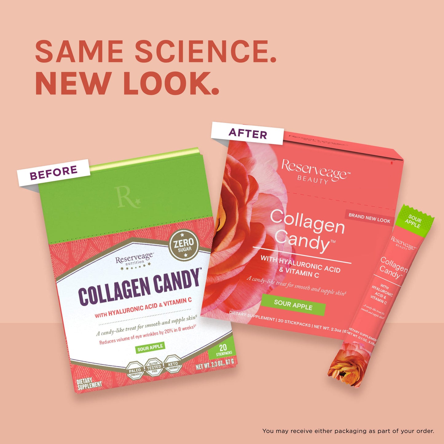 Reserveage Beauty Collagen Candy – Skin, Hair & Nail Support (Sour Apple)
