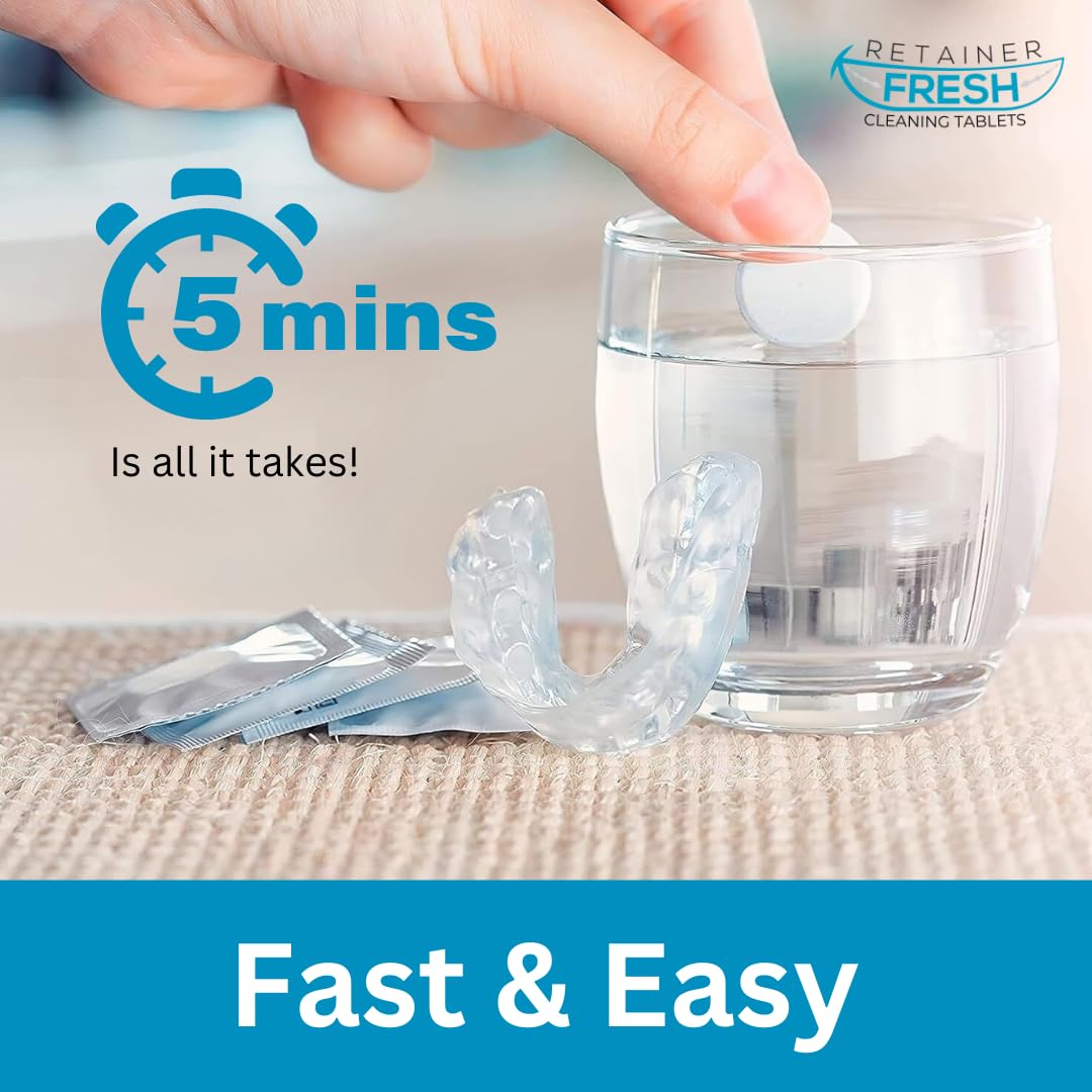Retainer Cleaning Kit & Tablets – 36 Tabs (1 Month) | Cleaners for Aligners, Mouth Guards & Dentures