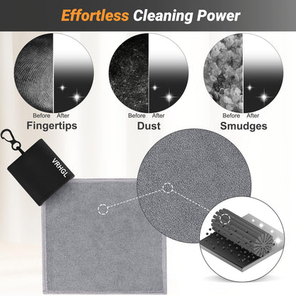 2-Sided Glasses Cleaner & Polishing Cloths Keychain – Portable Microfiber Lens Cleaning Kit (6x6 inch)