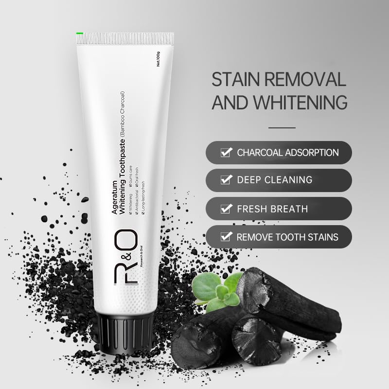 R&O Ageratum Whitening Toothpaste with Bamboo Charcoal – 3.53 oz