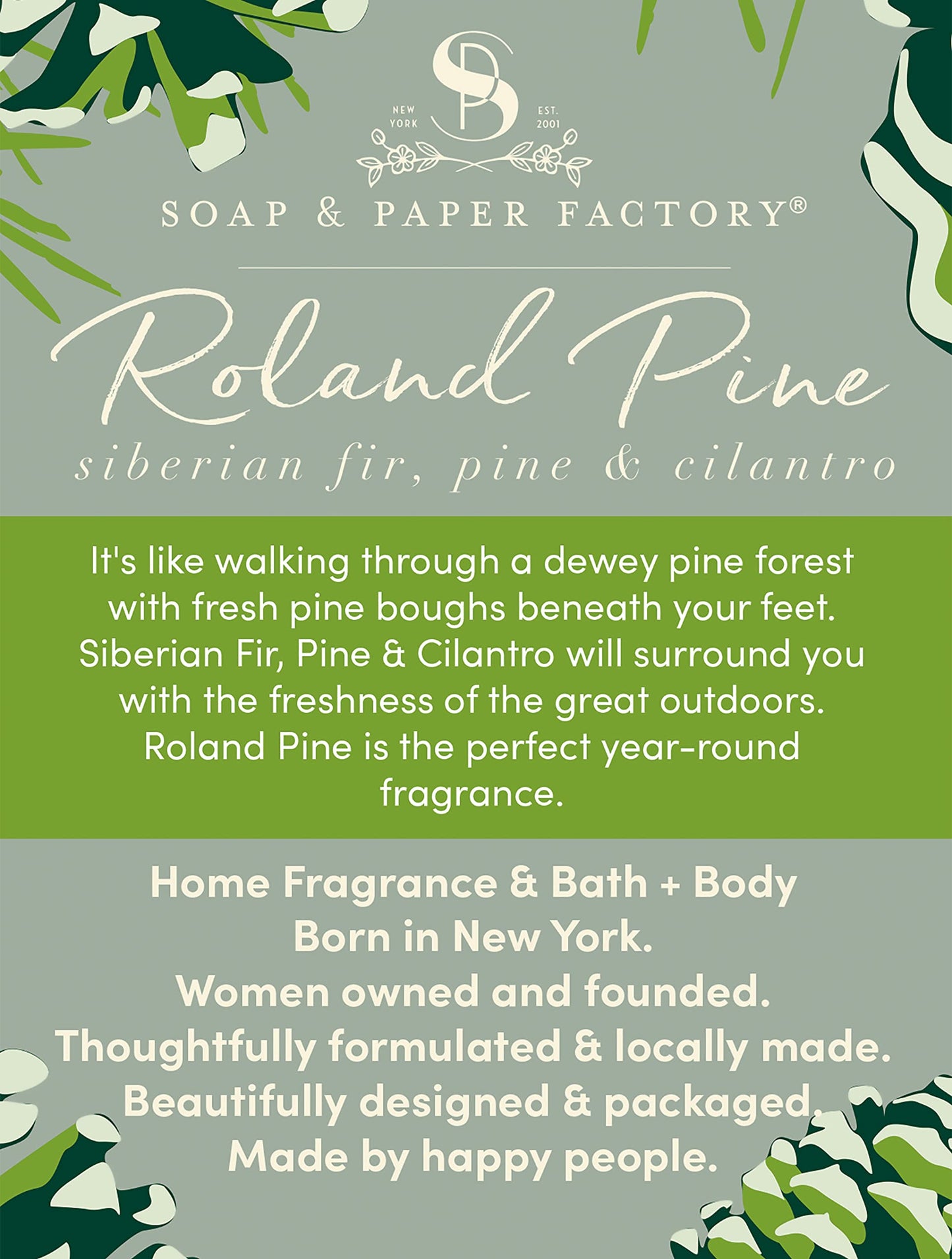 Soap & Paper Factory Roland Pine 3 oz Candle Tin | Soy Wax, Pine Scent