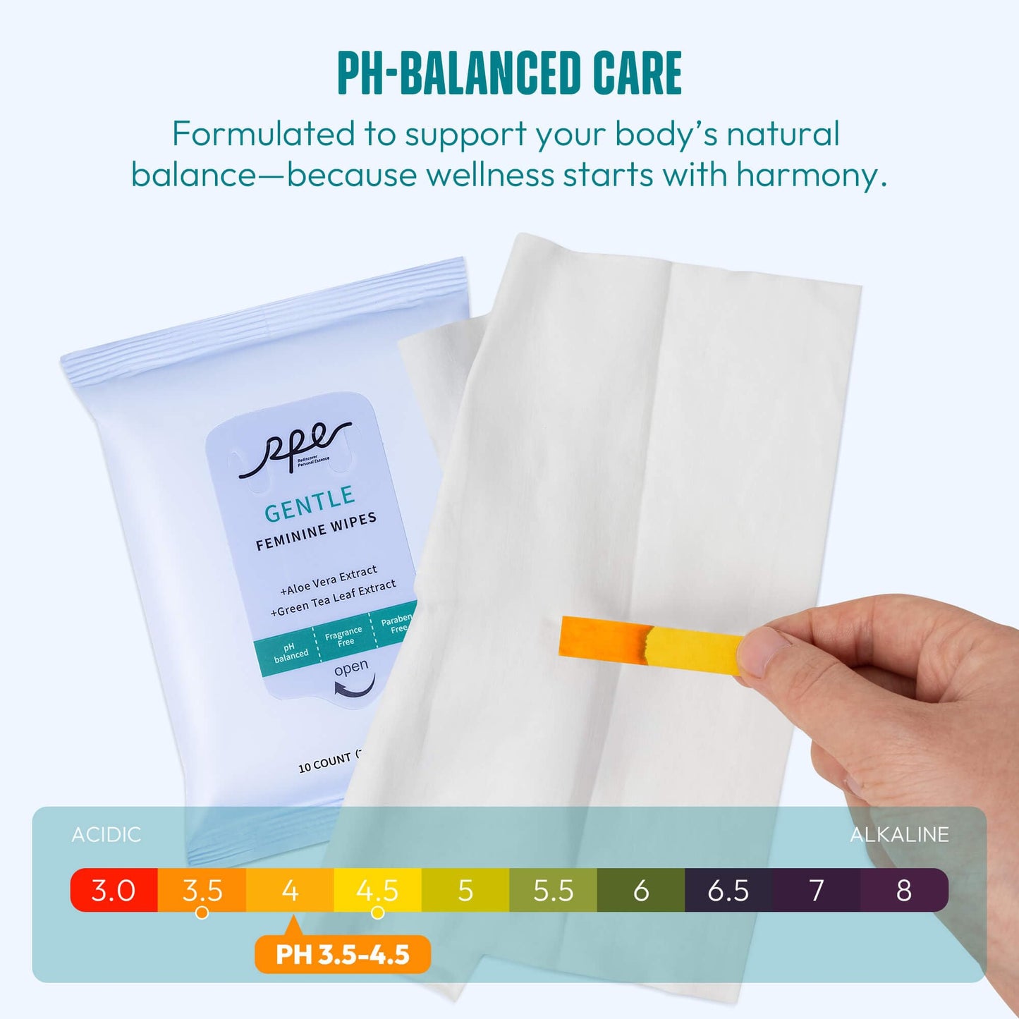 RPE Life Large Feminine Wipes – pH Balanced, Unscented, Flushable (10ct x 4)