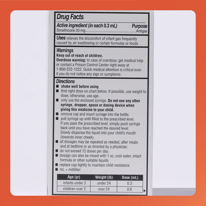 Rugby Dye-Free Infants' Gas Drops - Simethicone 20 mg | Safe Gas Relief for Babies & Kids - 1 oz