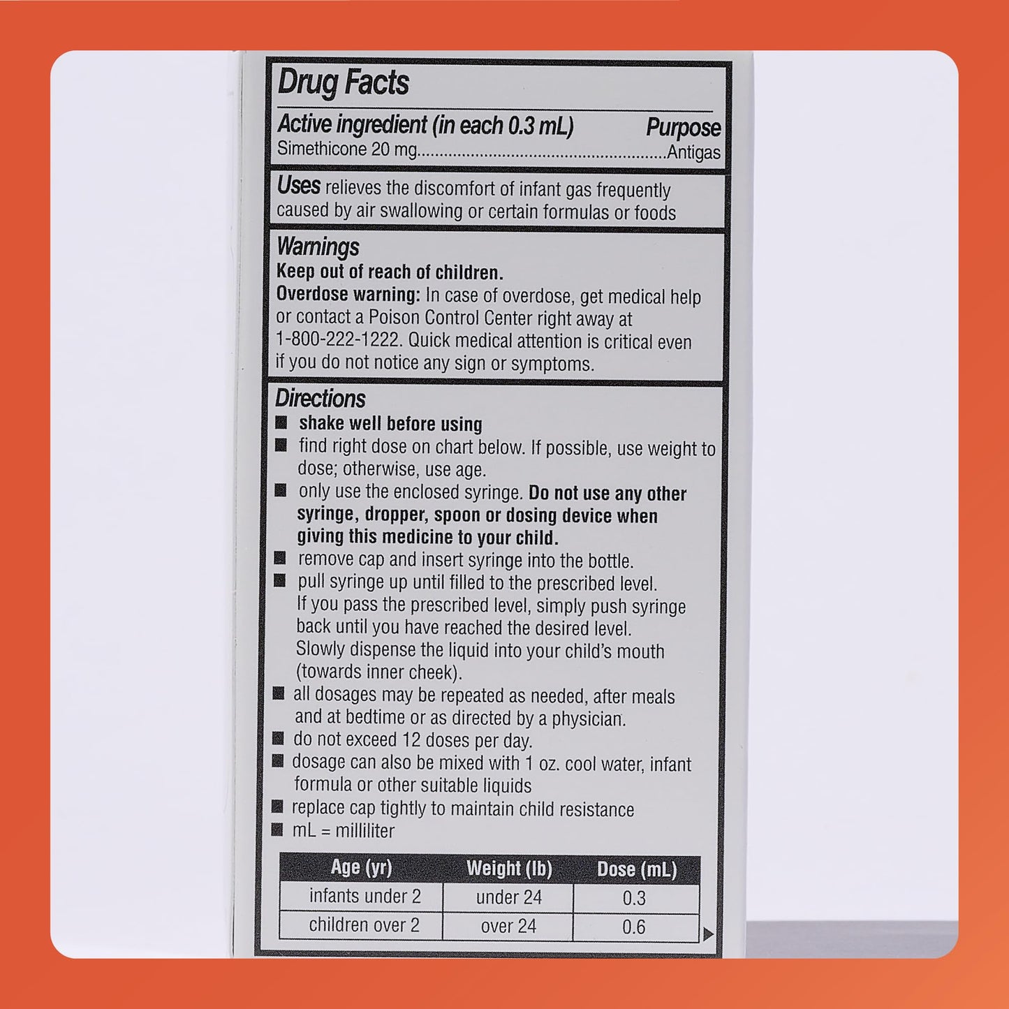 Rugby Dye-Free Infants Gas Drops - Simethicone 20 mg, 1 oz Bottle (4 Pack)