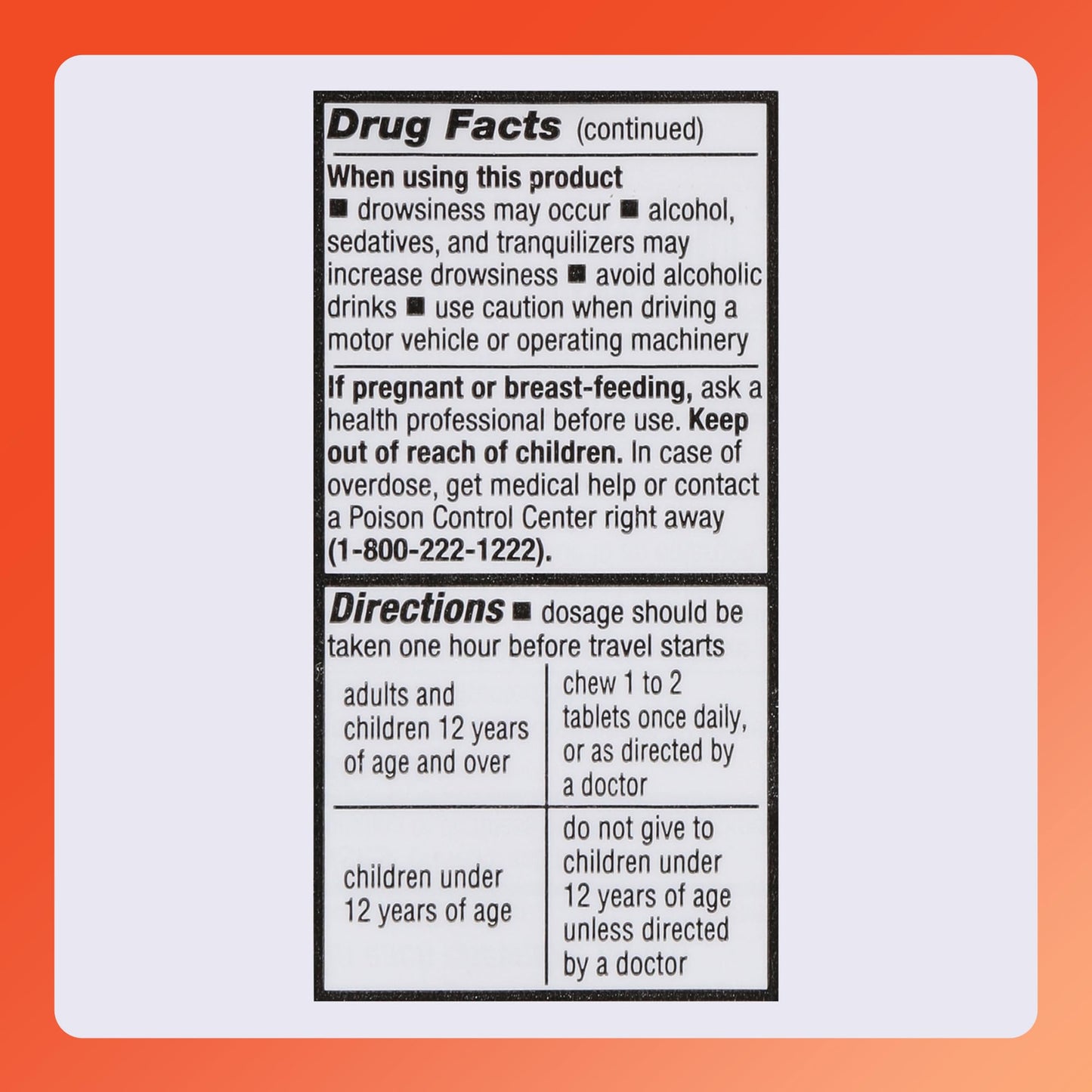Rugby Laboratories Meclizine Chewable Tablets 25mg – Motion Sickness Relief (100 Count)