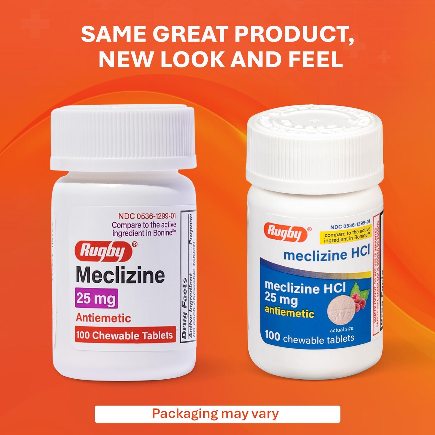 Rugby Laboratories Meclizine Chewable Tablets 25mg – Motion Sickness Relief (100 Count)