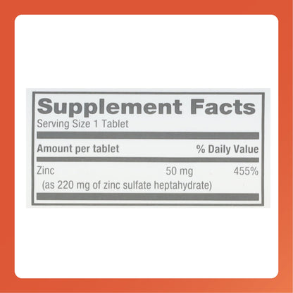 Rugby Zinc Sulfate 220 mg Tablets - Made with Zinc Sulfate Heptahydrate - Dietary Supplement - 100 Count (1 Pack)