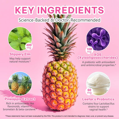 Rulviou Women's Probiotic Gummies for Vaginal Health | pH Balance & Immune Support - Pineapple Flavor, 60 Count