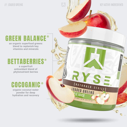 RYSE Loaded Greens Superfood Powder – Apple Juice | Digestion, Immunity & Energy – 30 Servings