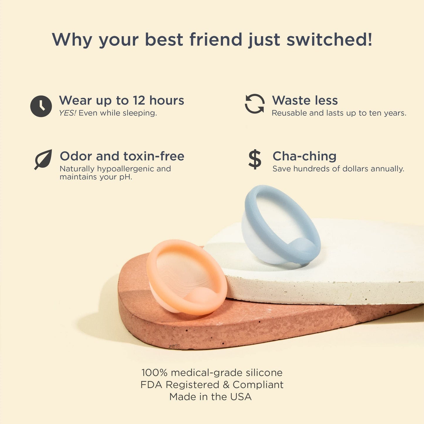 Saalt Menstrual Disc - Soft, Reusable Medical-Grade, Sunset Coral (Small)