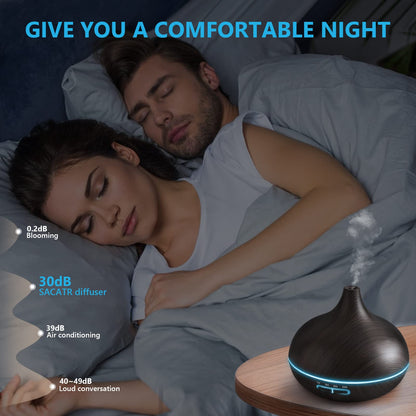SACATR 550ml Aromatherapy Diffuser with 15x10ml Essential Oils - Ultrasonic Diffuser with Remote for Home and Office