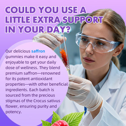 Vegan Saffron Gummies for Mood & Focus – Raspberry, 120 Gummies