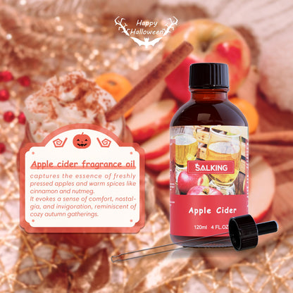 SALKING Apple Cider Fragrance Oil 120ml | Premium Essential Oils for Diffuser, Candle & Soap Making