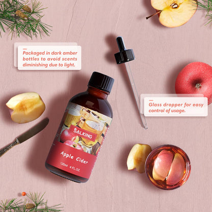 SALKING Apple Cider Fragrance Oil 120ml | Premium Essential Oils for Diffuser, Candle & Soap Making