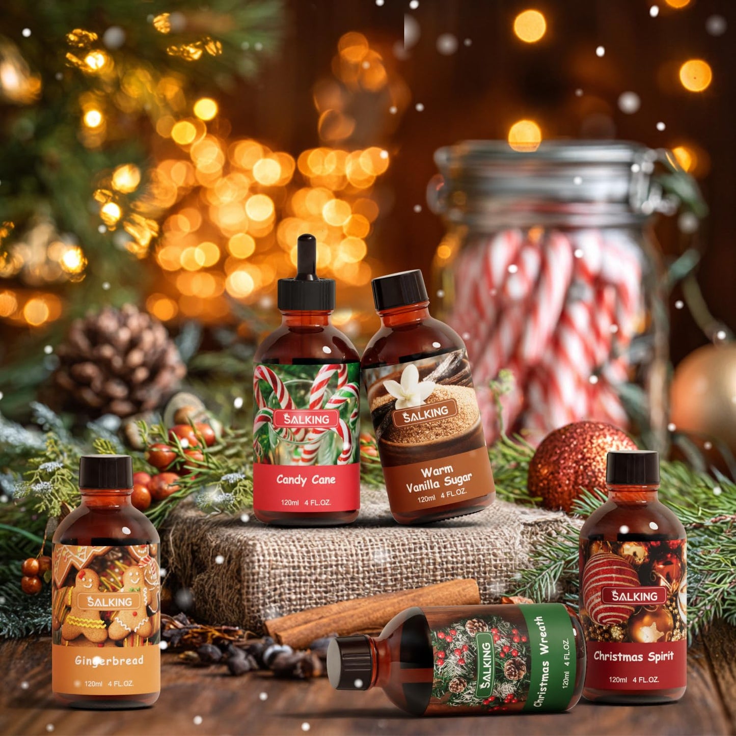 SALKING Christmas Wreath Fragrance Oil - 120ml Premium Essential Oils for Diffusers, Candles & Soaps